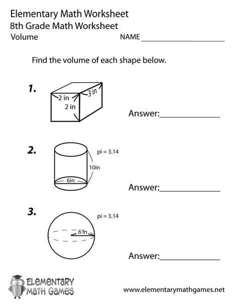 Printable 8th Grade Volume Of A Sphere Worksheets 8th Grade Volume Worksheet - 8th Grade Volume Worksheet