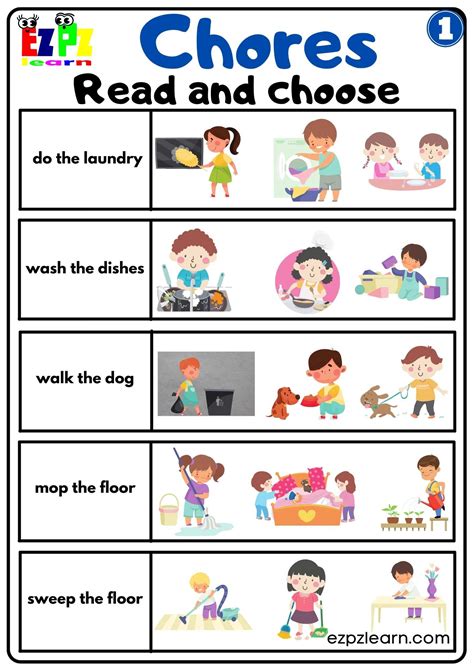 Printable Activities About Home Chores Daily Chore Chart Household Chores Worksheet For Kindergarten - Household Chores Worksheet For Kindergarten