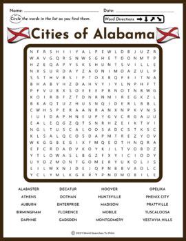 Printable Alabama Cities Word Search Worksheet Us Geography Selma Worksheet Answers - Selma Worksheet Answers