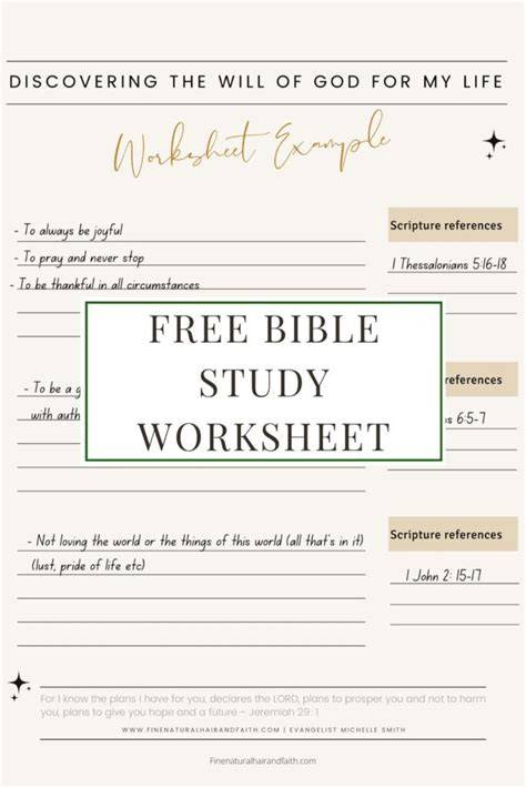 Printable Bible Study Worksheets For Adults