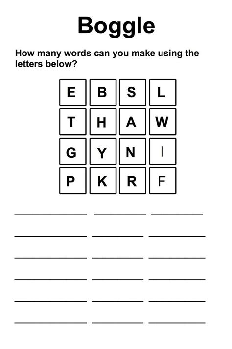 Printable Boggle Word Game Print Activities Boggle Worksheet 1st Grade - Boggle Worksheet 1st Grade