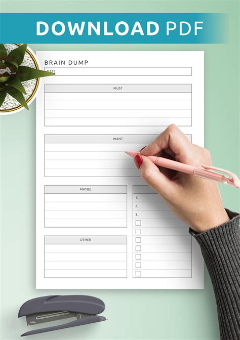 Printable Brain Dump Template