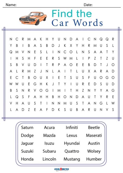 Printable Car Word Search Cool2bkids Cars Word Search Printable - Cars Word Search Printable