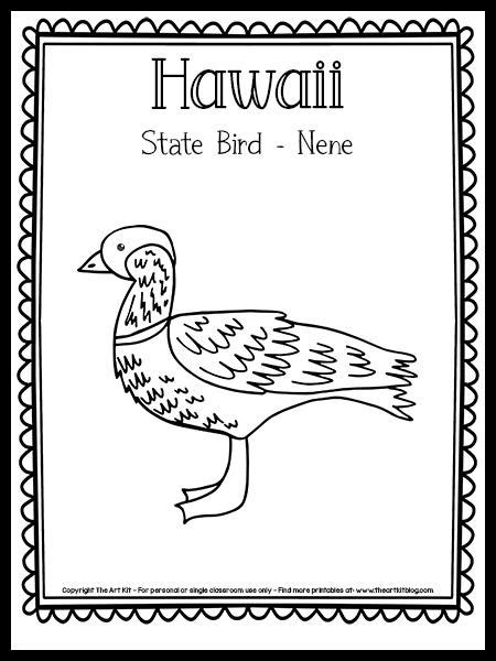 Printable Coloring Page Hawaii State Bird And Flower Hawaii State Bird Coloring Page - Hawaii State Bird Coloring Page