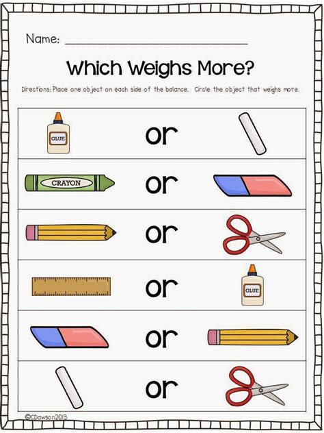 Printable Comparing Weight Worksheets Education Com Weight Worksheets For Kindergarten - Weight Worksheets For Kindergarten