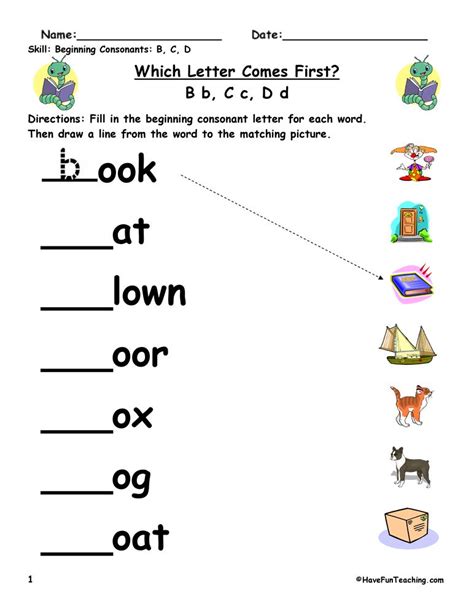Printable Consonant Worksheets Education Com Initial Consonant Worksheet - Initial Consonant Worksheet