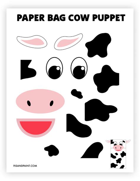 Printable Cow Paper Bag Puppet Template Simple Mom Cow Paper Bag Puppet - Cow Paper Bag Puppet