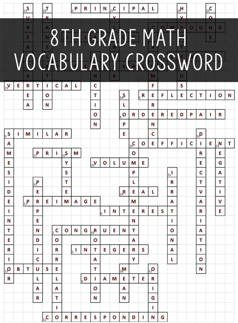 Printable Crossword Puzzles For 8th Graders Printable Math Crossword Puzzles 8th Grade - Math Crossword Puzzles 8th Grade