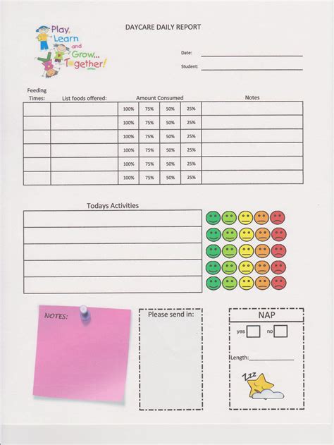 Printable Daycare Amp Preschool Daily Report Templates Procare Preschool Daily Sheets - Preschool Daily Sheets