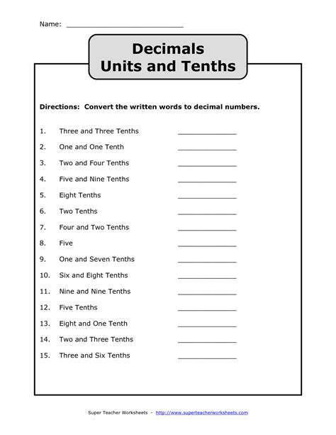 Printable Decimal Worksheets Reading And Writing Decimals Worksheet - Reading And Writing Decimals Worksheet
