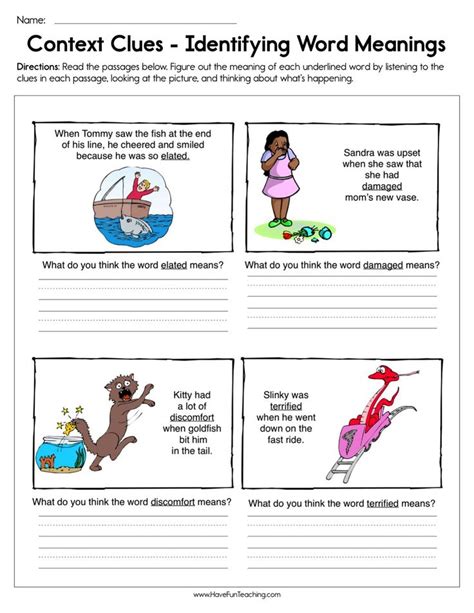 Printable Determining Meaning Using Context Clue Worksheets Vocabulary In Context Worksheet - Vocabulary In Context Worksheet