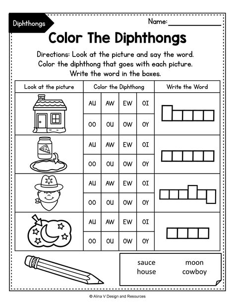 Printable Diphthong Worksheets Vowel Diphthongs For Kids Vowel Diphthongs Worksheet - Vowel Diphthongs Worksheet