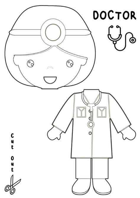 Printable Doctor Paper Bag Puppet Template Simple Mom Community Helper Paper Bag Puppets Template - Community Helper Paper Bag Puppets Template