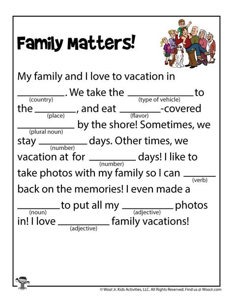 Printable Family Funny Fill In Stories Woo Jr Printable Fill In The Blanks Stories - Printable Fill In The Blanks Stories