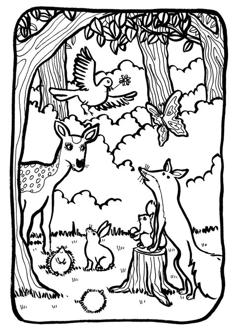 Printable Forest Coloring Pages Free For Kids And Forest Coloring Pages For Adults - Forest Coloring Pages For Adults