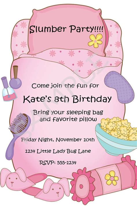 Printable Girls Slumber Party Invitations