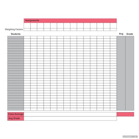 Printable Grade Sheet For Students Gridgit Com Printable Grade Sheet - Printable Grade Sheet