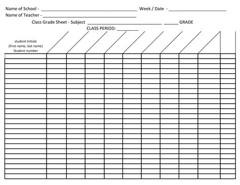 Printable Grade Sheet Template Printable Templates Printable Grade Sheet - Printable Grade Sheet