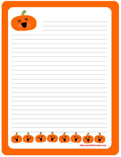 Printable Halloween Writing Paper Pumpkin Writing Paper Printable - Pumpkin Writing Paper Printable