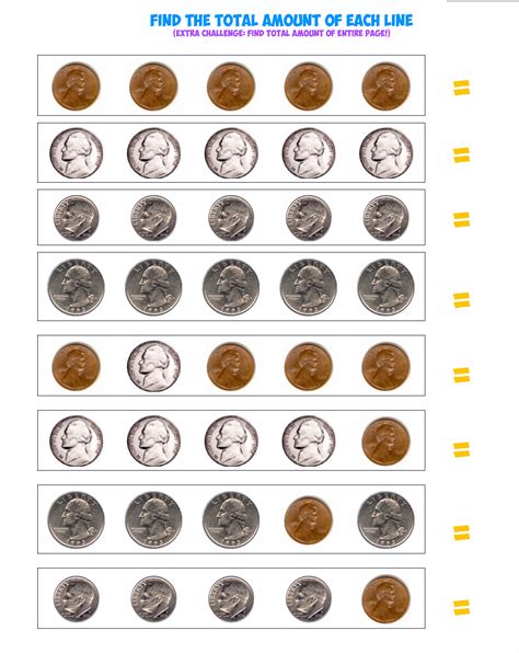 Printable Identifying Coins Worksheets For Elementary Values Of Coins Worksheet - Values Of Coins Worksheet