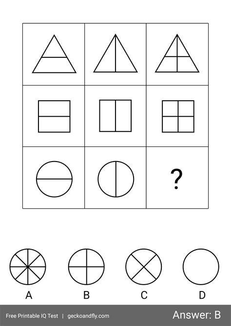 Printable Iq Test With Answer Key