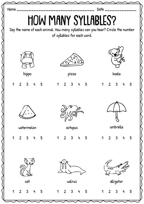 Printable Kindergarten Syllable Worksheets Education Com Kindergarten Syllable Worksheet Pictures - Kindergarten Syllable Worksheet Pictures