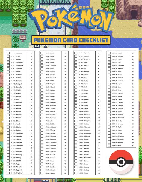 Printable List Of All Pokemon