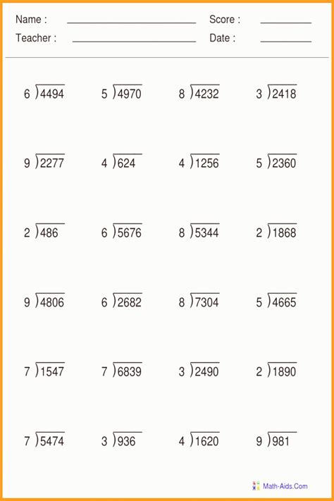 Printable Long Division Worksheets For 5th Graders Long Division Printables - Long Division Printables