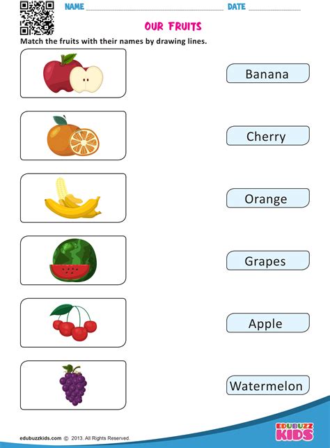 Printable Matching And Identify Fruits Worksheet For Kindergarten Fruits Coloring Worksheet For Kindergarten - Fruits Coloring Worksheet For Kindergarten