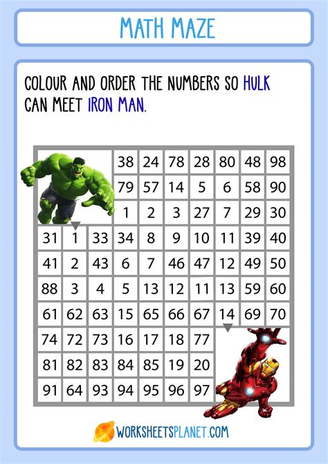 Printable Math Maze Games For Kids Worksheets Planet Math Maze Worksheets - Math Maze Worksheets