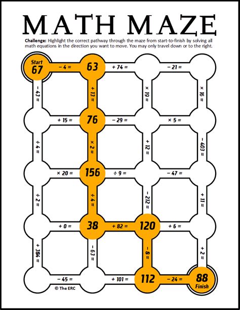 Printable Math Maze Worksheets Education Com Math Maze Worksheets - Math Maze Worksheets