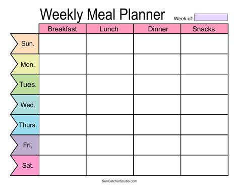 Printable Menu Planner Template