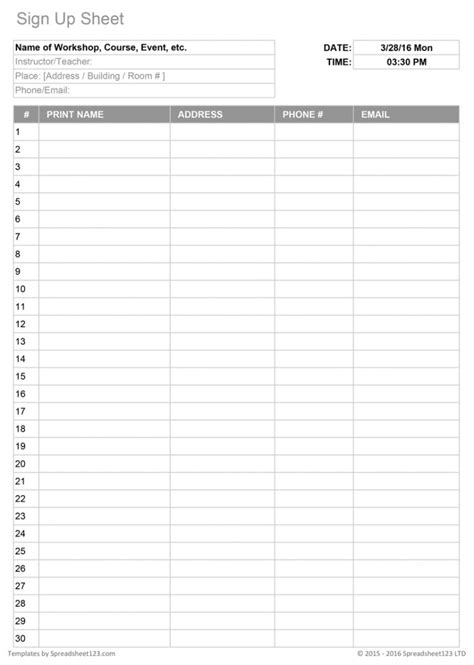 printable name email and phone number template example in 2021 Sign