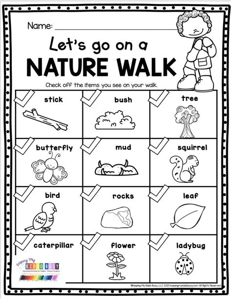 Printable Nature Walk Worksheet For Kids And A Book Walk Worksheet - Book Walk Worksheet