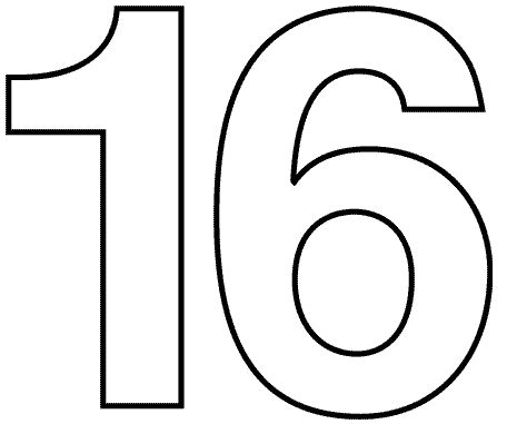 Printable Number 16 Template Coloring Page Number 16 Coloring Page - Number 16 Coloring Page