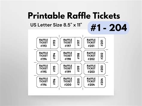 Printable Numbered Raffle Tickets