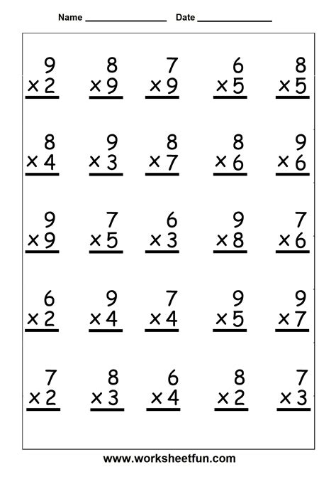 Printable One Digit Multiplication Worksheets Education Com 1 Digit By 1 Digit Multiplication - 1 Digit By 1 Digit Multiplication