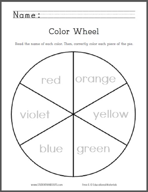 Printable Preschool Worksheets Goodworksheets Color Wheel Worksheet   Kindergarten - Color Wheel Worksheet + Kindergarten