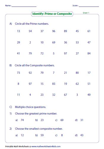 Printable Prime And Composite Number Worksheets Education Com Prime And Composite Number Worksheet - Prime And Composite Number Worksheet