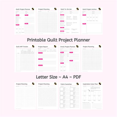Printable Quilt Project Planner Rachelle Handmade Quilt Planning Worksheet - Quilt Planning Worksheet