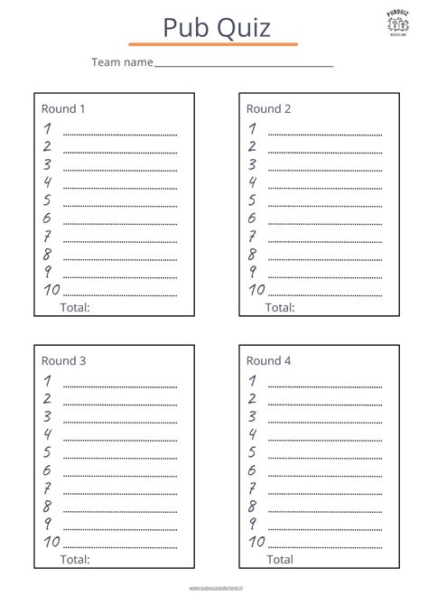 Printable Quiz Answer Sheets