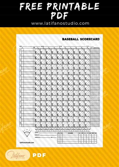 Printable Rawlings Baseball Scorecard