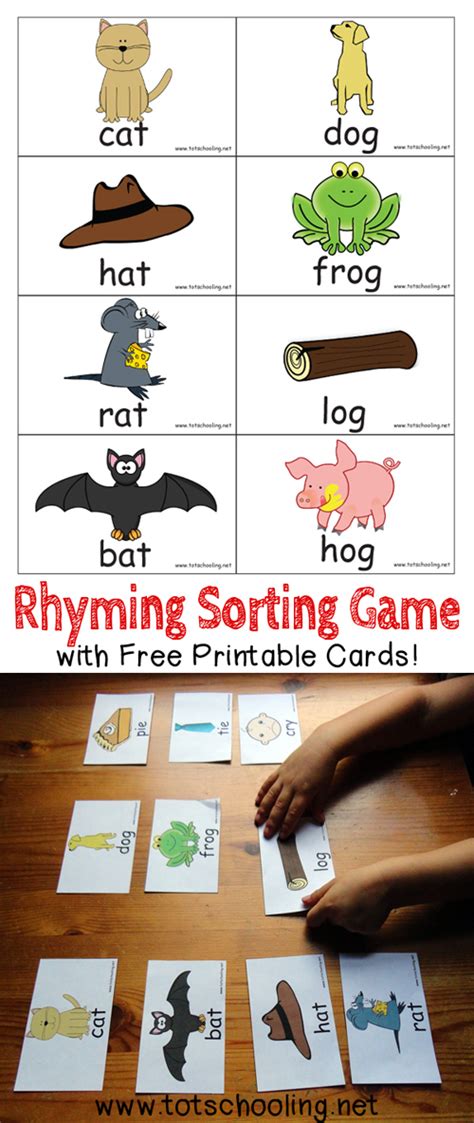 Printable Rhyming Cards Free Game And Activity Ideas Match The Rhyming Pictures - Match The Rhyming Pictures