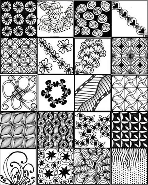 printable sheets to serve as a quick reference for zentangle patterns