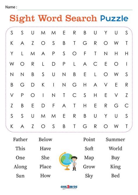 Printable Sight Word Word Search Cool2bkids First Grade Sight Word Word Search - First Grade Sight Word Word Search
