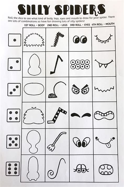 Printable Silly Spiders Drawing Game Printable Pictures Of Spiders - Printable Pictures Of Spiders