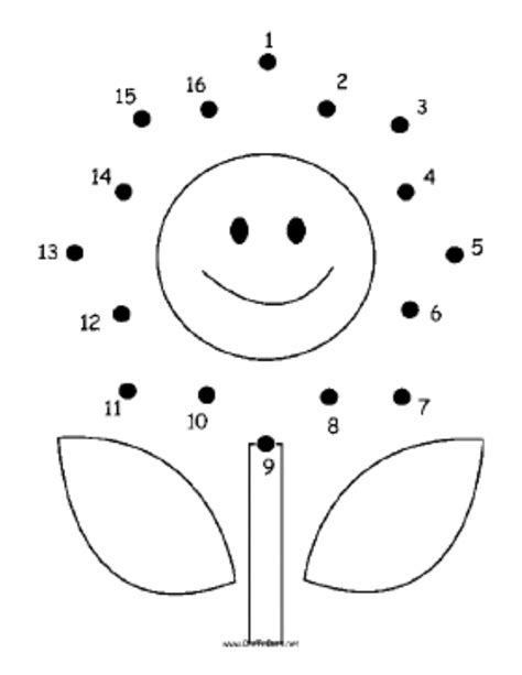 Printable Smiley Flowers Dot To Dot Puzzle Flower Dot To Dot - Flower Dot To Dot