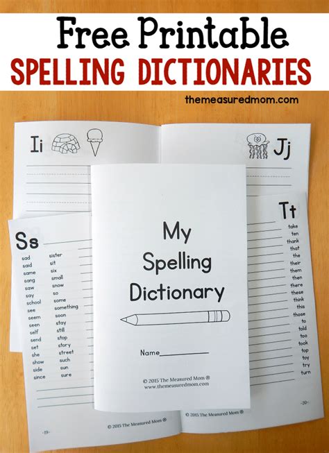 Printable Spelling Dictionary For Kids The Measured Mom Kindergarten Dictionary - Kindergarten Dictionary