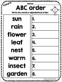 Printable Spring Worksheets Alphabetical Order Worksheet Word Order Worksheet - Word Order Worksheet