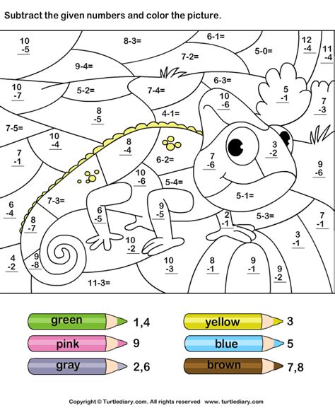 Printable Subtraction Coloring Worksheets Education Com Coloring Subtraction Worksheets For Kindergarten - Coloring Subtraction Worksheets For Kindergarten